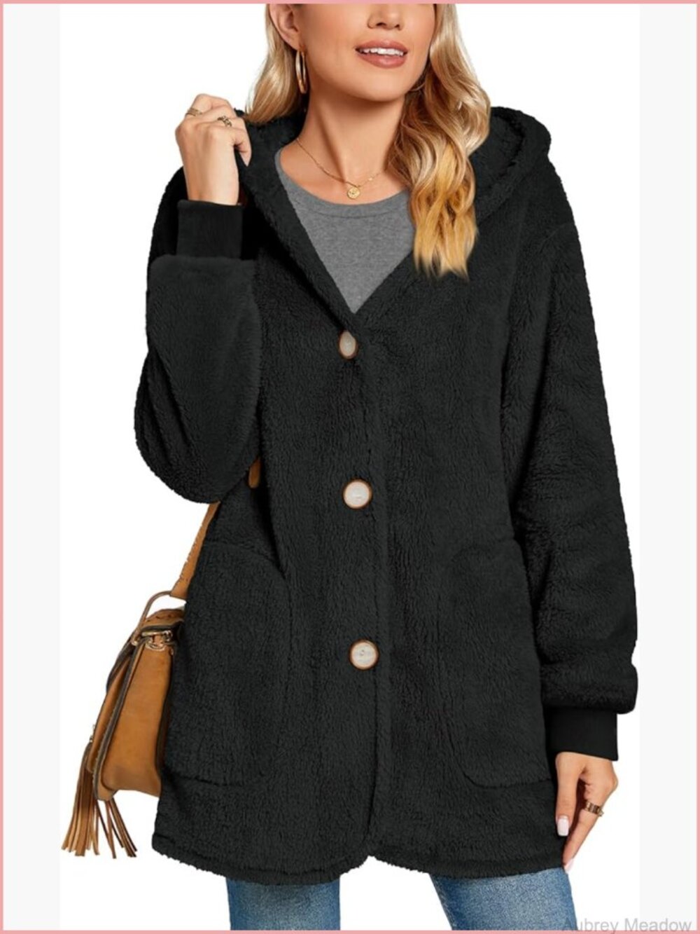 Warm Fleece Jacket with Hood Fuzzy Casual Coat Cardigan Outerwear Pockets